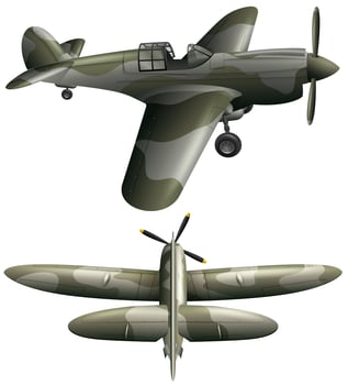 Two views of military plane vector