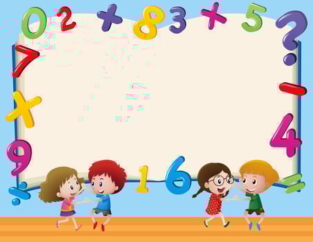 Border template with kids and numbers vector