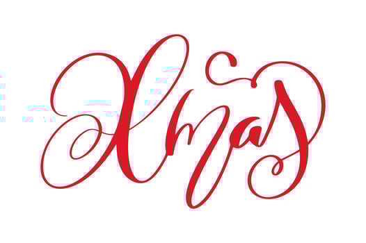 xmas calligraphy lettering word. Christmas and New Year holidays. Vector illustration EPS. Decor for greeting card
