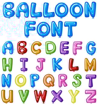 Font design  alphabets in balloon shape vector