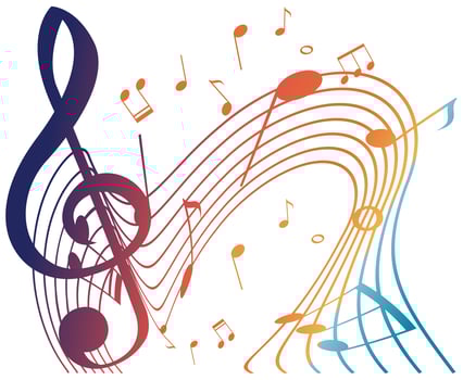 Colorful musicnotes on white background vector