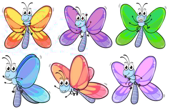 A group of colourful butterflies vector