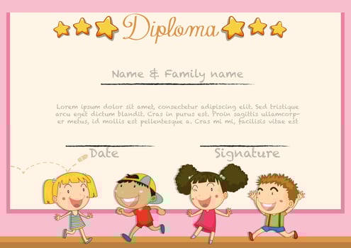 Diploma with children background vector