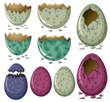 Different patterns of dinosaur eggs vector