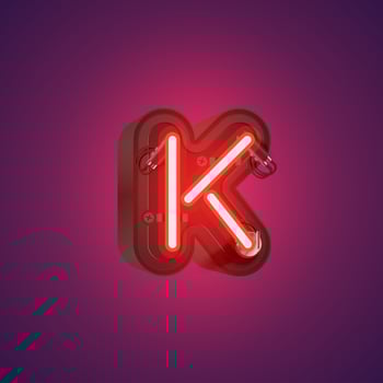 Realistic neon character from a set with console, vector illustration