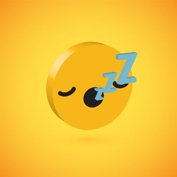 Yellow high detailed 3D disc emoticon, vector illustration