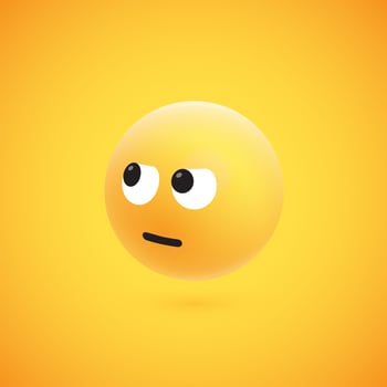 Cute high-detailed yellow 3D emoticon for web, vector illustration