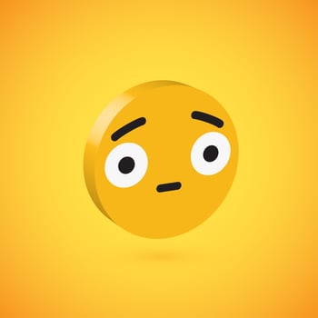 Yellow high detailed 3D disc emoticon, vector illustration