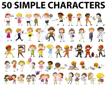 Fifty different type of people vector
