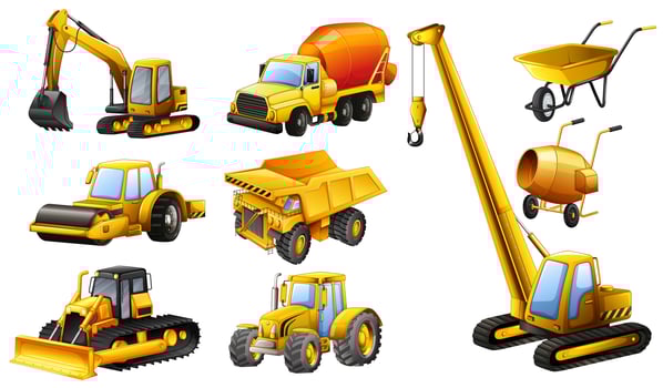 Different types of construction trucks vector