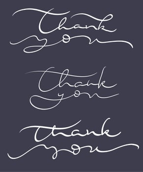 set of Thank you text on dark background. Calligraphy lettering Vector illustration EPS10