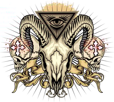 aggressive emblem with skull vector