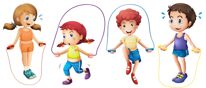 Children and jumprope vector