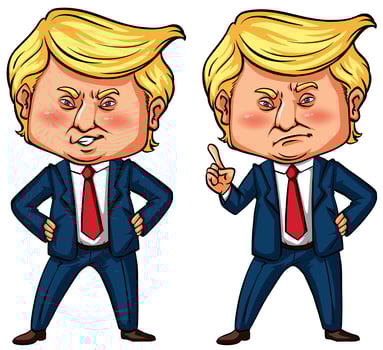 President Trump in two actions vector