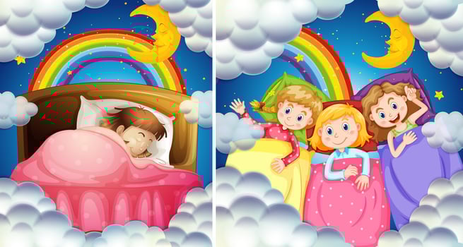 A Set of Girl Bedtime vector