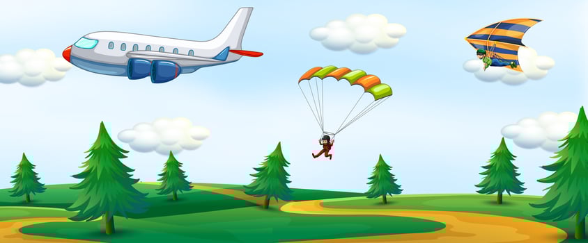 People with sky activity and landscape vector