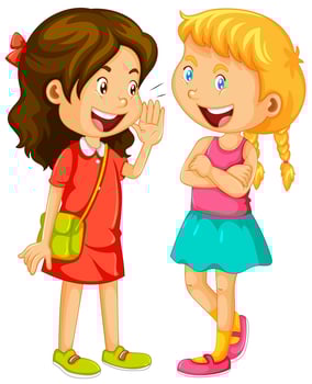 Two girls gossipping on white background vector
