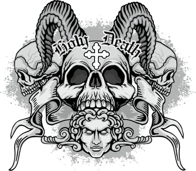 grunge skull coat of arms vector