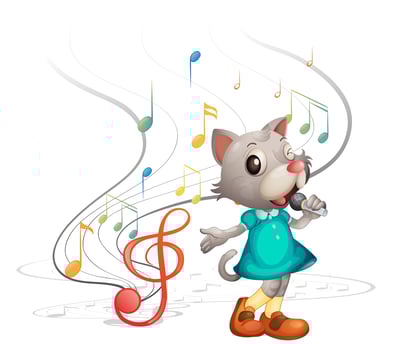 A cat with a microphone vector