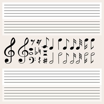 Music notes and blank scales vector