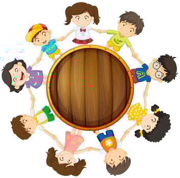 Boys and girls circle around vector