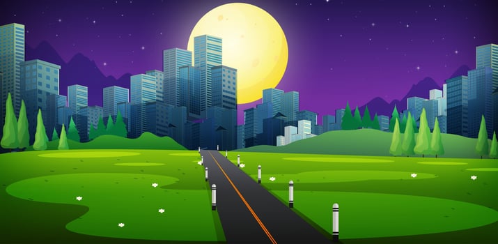 Background scene with road to the city vector