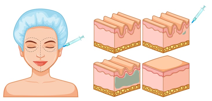 Lady facial and skin botox vector