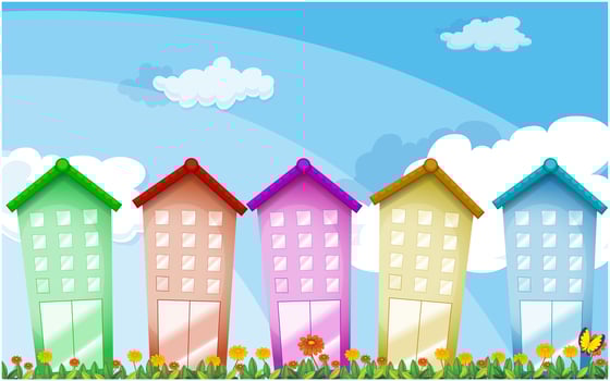 Colorful tall buildings vector