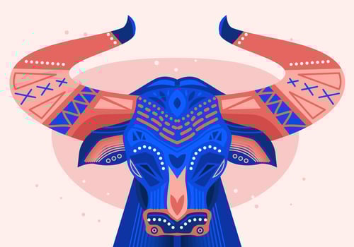 Bumba Meu Boi Bulls Painted Vector Flat Illustration