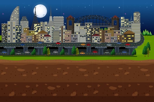 A Big City Under the Moonlight vector