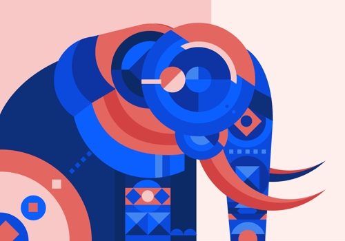 Painted Elephant Abstract Geometric Vector Illustration