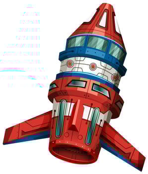 Rocket ship with wings vector