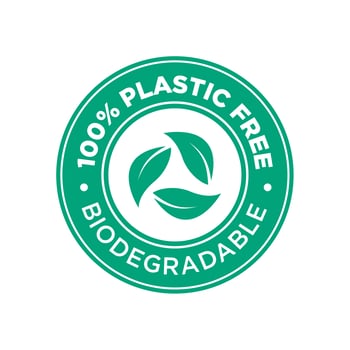 100 Pastic free. Biodegradable icon. vector