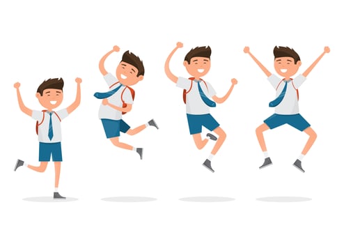 Happy students when back to school isolated on white background.  vector