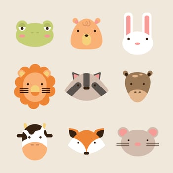 Colorful Flat Animal Faces vector