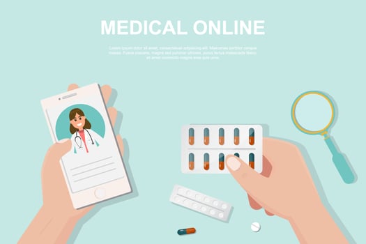 Online pharmacy concept in the flat style. vector