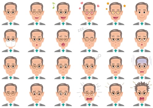 Businessman various expressions set.  vector