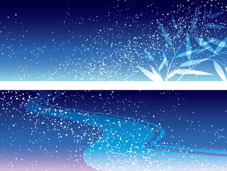 Set of two vector Milky Way illustrations for the Japanese Star Festival.