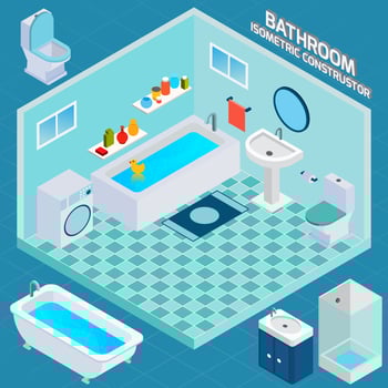 Isometric Bathroom Interior vector