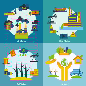 Pollution And Ecology Set vector