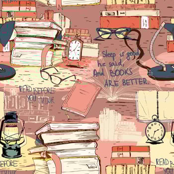 Books reading seamless background vector