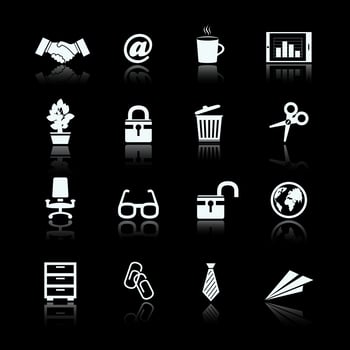 Business office supplies pictograms set vector