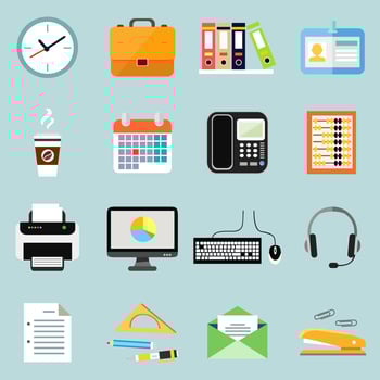 Business office stationery icons set vector