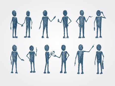 Set of doodle busines people collaboration vector