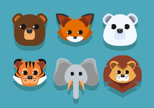 Animal Faces Set vector