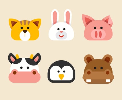 Animal Faces Set vector