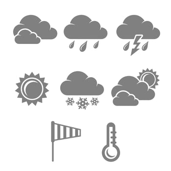 Weather symbols set, contrast flat vector