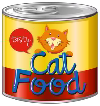 Cat food in aluminum can vector