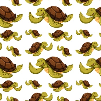Seamless background with turtles vector