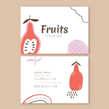 Business Card With Fruits And Doodles vector